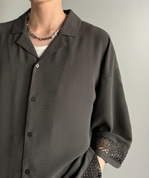 レースが語る、大人の余裕。レース切り替えオープンカラーシャツ / Lace Panel Open Collar Shirt co1010011