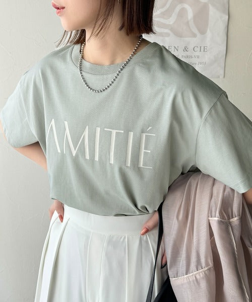 ワンランク上の大人シンプルベーシック。シルケット加工フロッキープリントTシャツ（半袖） ce1020202