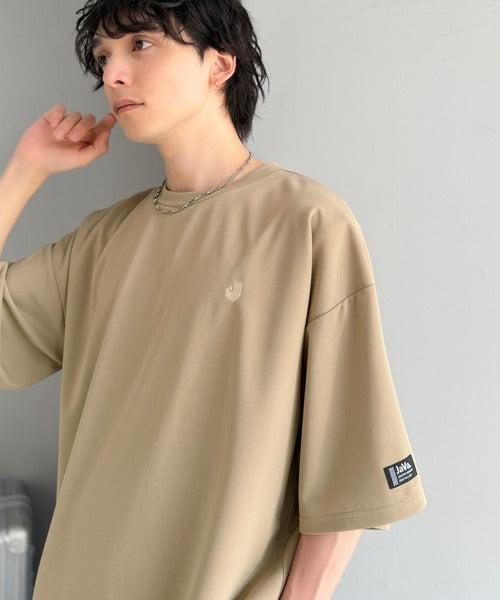 《JaVaジャバコラボ》【接触冷感・UVカット機能付き】シャリ生地で夏も快適！胸刺繍 梨地カットジョーゼットTシャツ（オーバーサイズ） jo1010057