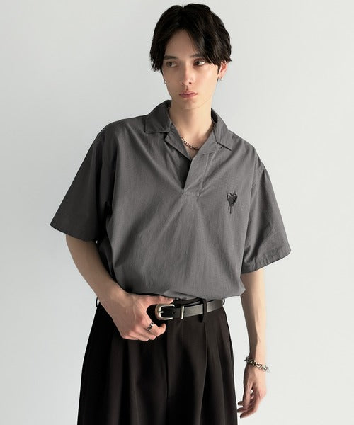 Cotton100%  Ripstop Open Collar Pullover Shirt／コットン100％リップストップ素材オープンカラープルオーバーシャツ co1150012