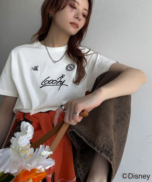 大人女子必見！　綿100％「ディズニー」サイン風刺繍Tシャツ（半袖） ce1330037