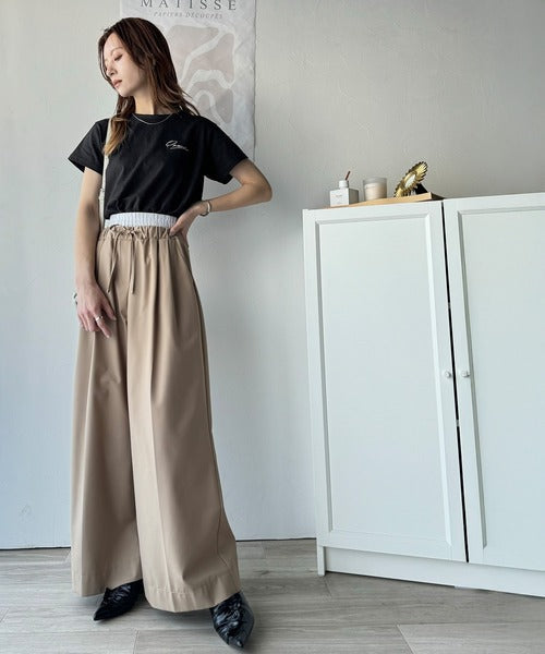 【sustaina+】こなれ感たっぷり。オーガニックコットン100％胸元PAEAN刺繍Tシャツ(半袖) ce1260401