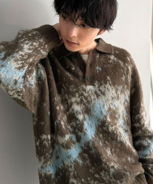 【Classical Origin】「まるで毛布。」モヘアライクシャギー素材ニットポロシャツ／Mohair-Like Shaggy Knit Polo Shirt co0780004