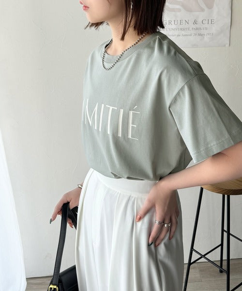 ワンランク上の大人シンプルベーシック。シルケット加工フロッキープリントTシャツ（半袖） ce1020202