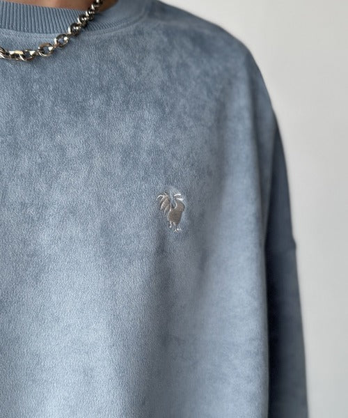【Classical Origin】「やっぱりビッグシルエット！」スウェードポンチ素材ビックシルエットトレーナー（長袖）/Suede material big silhouette sweatshirt co1010030