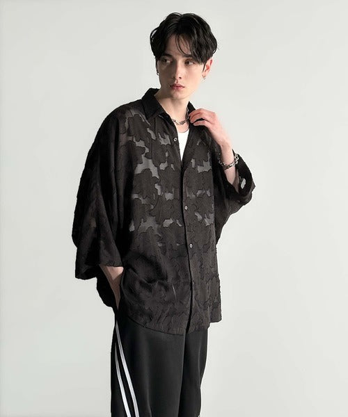Sheer Jacquard Dolman Sleeve Shirt／フラワー柄シアージャカードドルマンシャツ co1150008