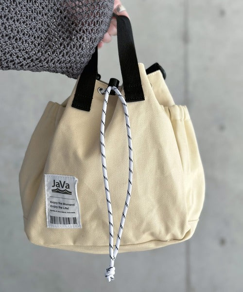 《JaVa ジャバコラボ》お洒落映え。ジャガードテープ２WAY巾着バッグ jv1159009