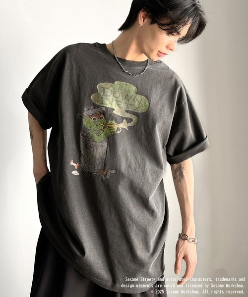 大人カジュアルにハマる。綿100％セサミキャラピグメント加工ビッグTシャツ cm1330004