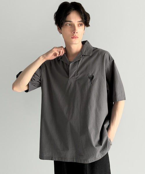 Cotton100%  Ripstop Open Collar Pullover Shirt／コットン100％リップストップ素材オープンカラープルオーバーシャツ co1150012