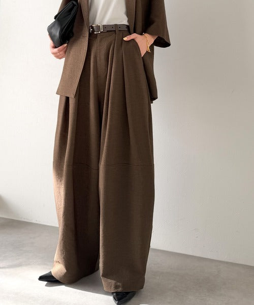 【Classical Evon】歩く姿も、様になる。リネンライクインタックコクーンパンツ（セットアップ可） ev1070205