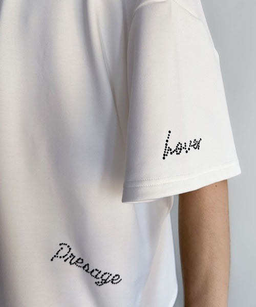 Logo Rhinestone Design Dolman Oversized Tee／ラインストーンロゴ使いドルマンオーバーサイズTシャツ co1010003