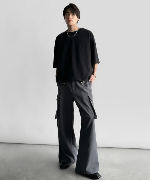 Belt Design Transformable Cropped T-Shirt／脱着式ベルトデザインショート丈Tシャツ co1150015