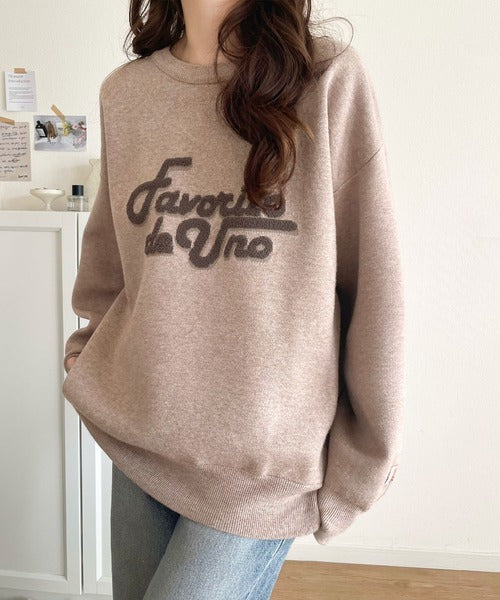 《JaVaジャバコラボ》後ろタックで作る旬シルエット♪サガラ刺繍風ロゴコクーンニット jv1050313