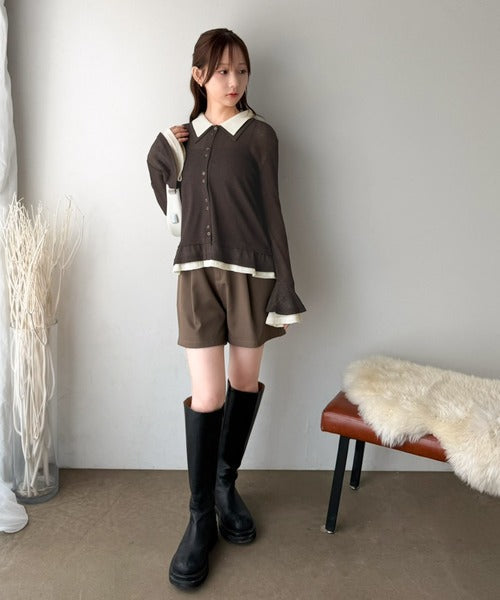 【mily bilet】ひらりフェミニンに。コーデの主役になる大人の甘さ。レイヤードフリル袖カーディガン mi1019161