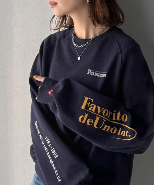 《Javaジャバコラボ》抜け感纏い、センスで遊ぶ。ロゴ袖刺繍＆グラフィック裏起毛プルオーバー jv1050328
