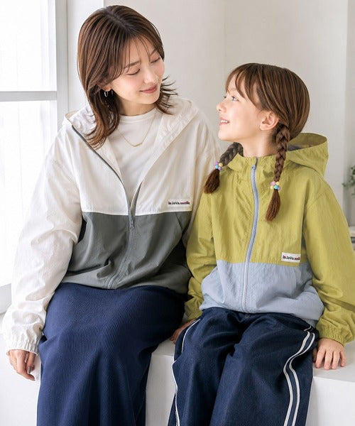 【キッズ】《JaVaジャバコラボ》親子お揃いできちゃう！季節の変わり目に嬉しい バイカラーナイロンジャケット jk1260081