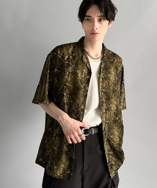 Oversized Drape Half Sleeve Shirt/総柄プリントオーバーサイズドレープ半袖シャツ co1150014