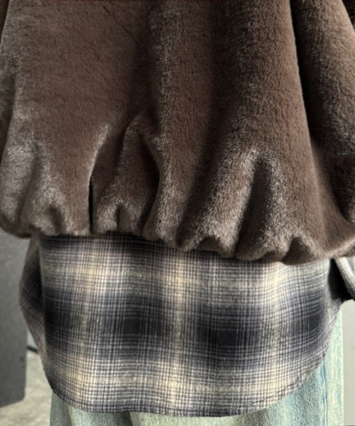 【Classical Origin】「3wayアレンジ可能。」ベルト襟フェイクファー素材ジャケット／Belted Collar Faux Fur Jacket co1150080