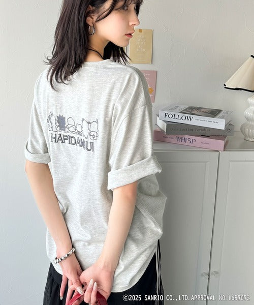 【Sanrio characters/サンリオキャラクターズ】人気キャラ大集合！はぴだんぶいバック刺繍ビッグTシャツ(半袖) ce1350004