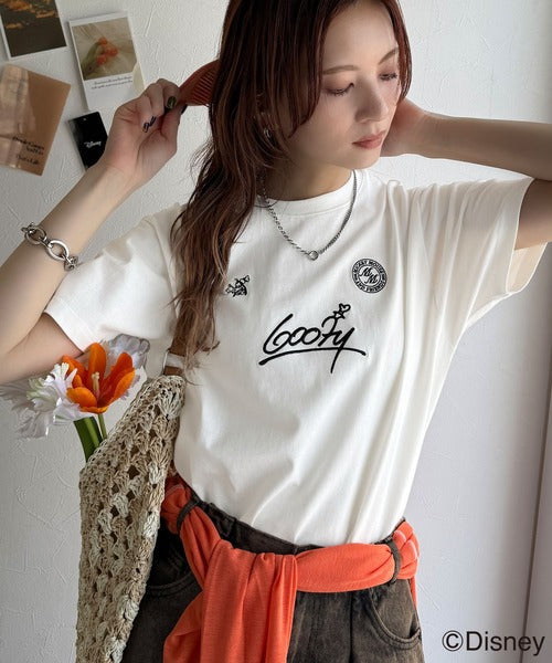 大人女子必見！　綿100％「ディズニー」サイン風刺繍Tシャツ（半袖） ce1330037