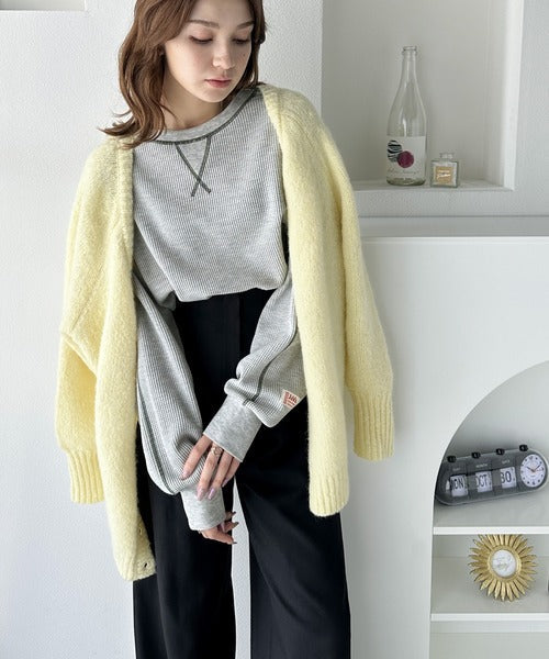 《JaVaジャバ 別注》シンプルなのに格上げ。2way配色ワッフルロンTee jv1260065