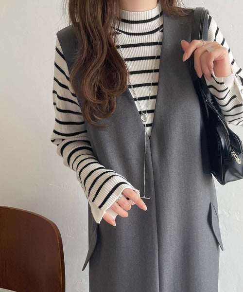 上品リラクシーstyle。ポケット付Vネックワンピース ce1260076