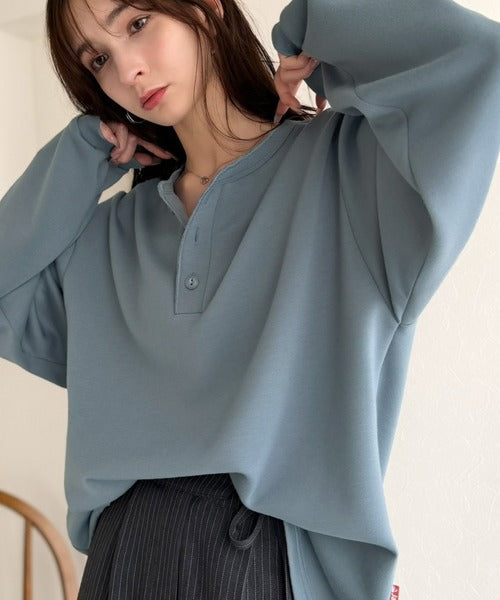 《JaVaコラボ》ラフに着るほど、サマになる。ダンボール素材ヘンリーネックTシャツ（長袖） jo1010077