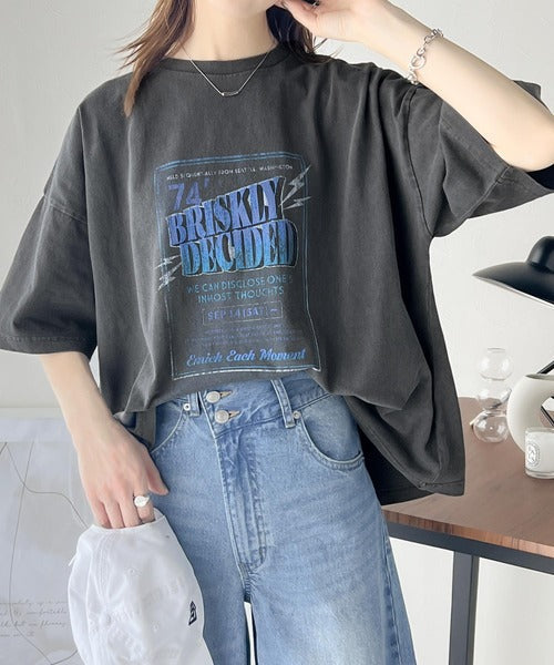 《Javaジャバコラボ》ゆるっとカジュアルに着こなす。綿100%ピグメント加工グラフィックプリントTシャツ＆ロンT(半袖)(長袖) jv1050148