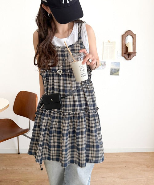 【mily bilet】360度どこから見ても大人可愛い!　切替シアーティアードキャミチュニック mi1019119