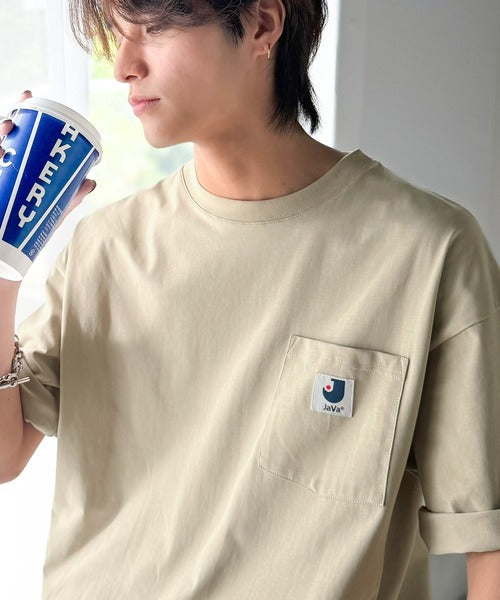 《JaVaジャバコラボ》【接触冷感・抗菌防臭機能付き】試して納得！胸ポケット付き ライトヘビーウェイト オーバーサイズTシャツ（半袖） jo1320020
