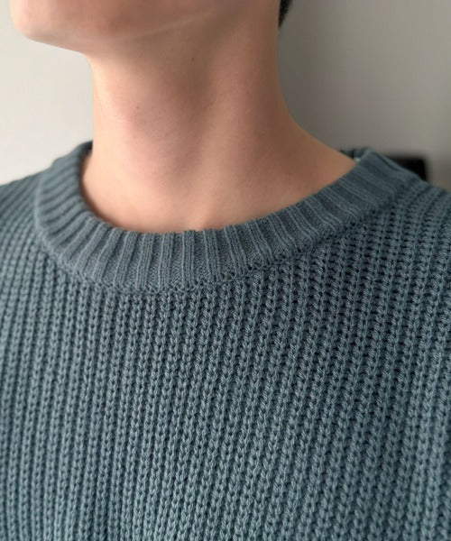 【Classical Origin】「究極スタンダード」畔編みオーバーサイズクルーネックセーター ／Oversized Ribbed Knit Crew Neck Sweater co0780012