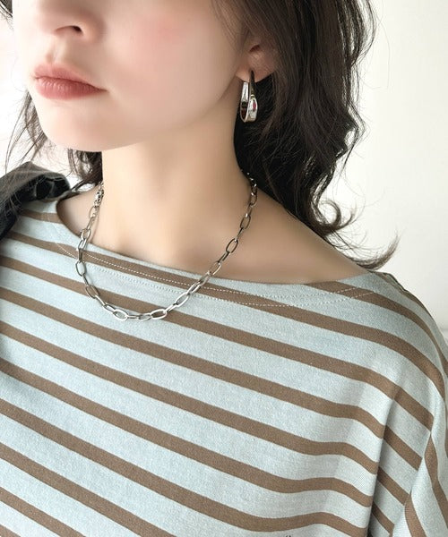 【sustaina+】ラフにキマる大人スタイル。オーガニックコットン100%オーバーサイズパネルボーダーTシャツ(半袖) ce1260324
