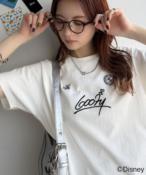 大人女子必見！　綿100％「ディズニー」サイン風刺繍Tシャツ（半袖） ce1330037