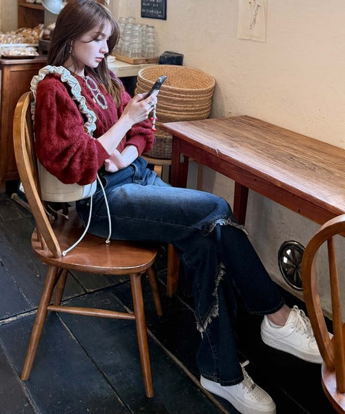 【mily bilet】ふんわり立体感で冬コーデを格上げ◎プレート使いポコポコミックスニットプルオーバー mi1259021