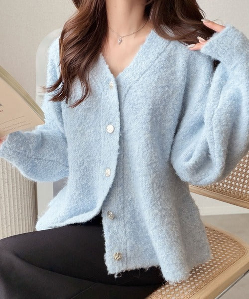 【mily bilet】ふわっと、ずっきゅん♪シルエットに惚れ惚れ。ペプラムニットカーディガン (長袖) mi1029189