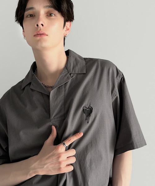 Cotton100%  Ripstop Open Collar Pullover Shirt／コットン100％リップストップ素材オープンカラープルオーバーシャツ co1150012