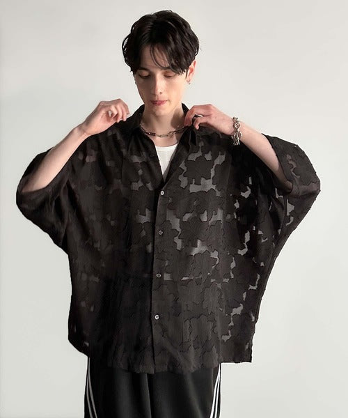 Sheer Jacquard Dolman Sleeve Shirt／フラワー柄シアージャカードドルマンシャツ co1150008