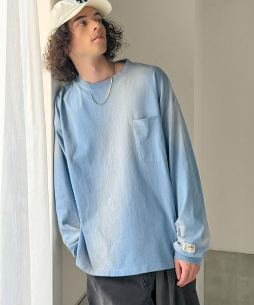 《JaVaジャバコラボ》垢抜け！大人のストリートstyleを作る。綿100％スプレーダイ加工オーバーサイズTシャツ（長袖） jv1020358