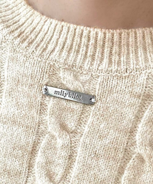 【mily bilet】前も後ろも可愛く映える、大人フェミニン。前後２WAYリボン使いケーブルニット mi1329039