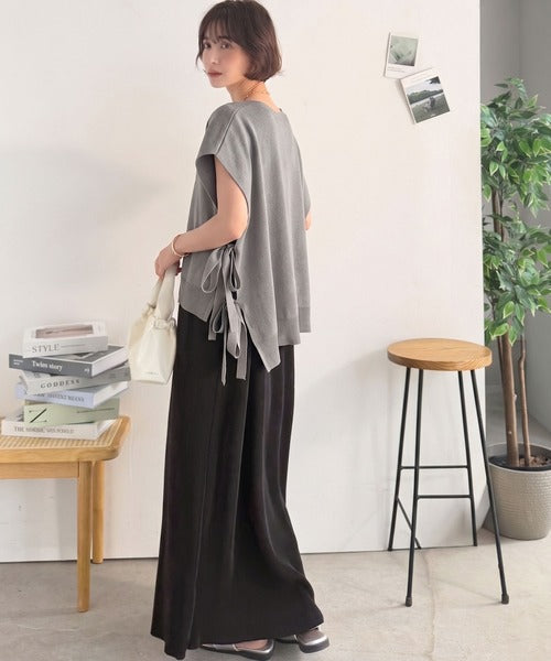 【Classical Evon】楽ちんと上品は、欲張れる。 ニットベスト×プリーツカットストレートワンピース（セットアップ） ev1260621