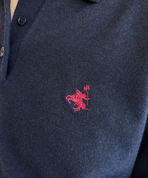 抜け感のあるゆったりシルエット。胸刺繍で上品さをプラス♪胸刺繍ルーズポロニットプルオーバー(半袖) ce1240115