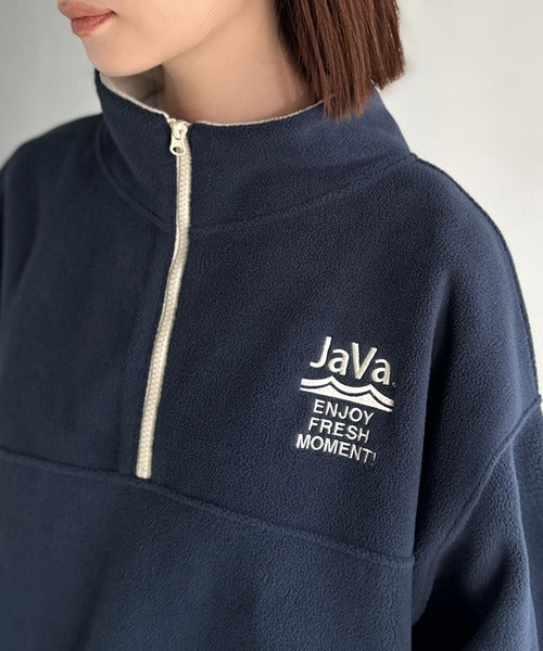 《JaVaジャバコラボ》ふんわり暖かくて軽快♪レトロスポーティなアノラックフリースハーフジッププルオーバー jv1260483