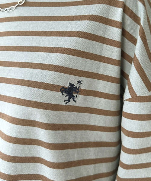 【sustaina+】ラフにキマる大人スタイル。オーガニックコットン100%オーバーサイズパネルボーダーTシャツ(半袖) ce1260324