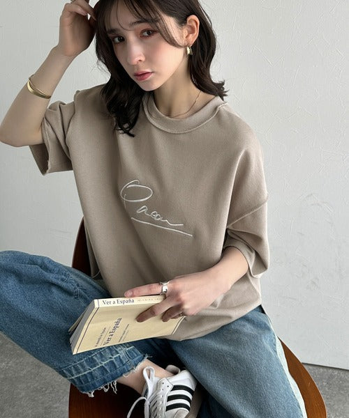《JaVaジャバコラボ》大胆ロゴで魅せる。前後2way裏毛胸元PAEANロゴ半袖Tシャツ jv1260422
