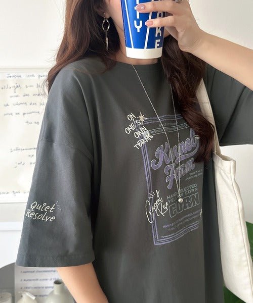 《JaVa ジャバコラボ》ゆるっと１枚コーデの主役♪綿100%ヴィンテージプリント半袖刺繍ワンピース jv1260623