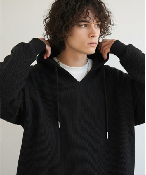 《JaVa ジャバコラボ》毎日着たい、今っぽゆるっとシルエット。綿100％オーバーサイズワッフルパーカー jv1260611