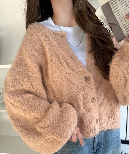 【mily bilet】今日はどっちで着る？気分で着回し自在。前後2way編地切り替えカーディガン (長袖) mi1029187