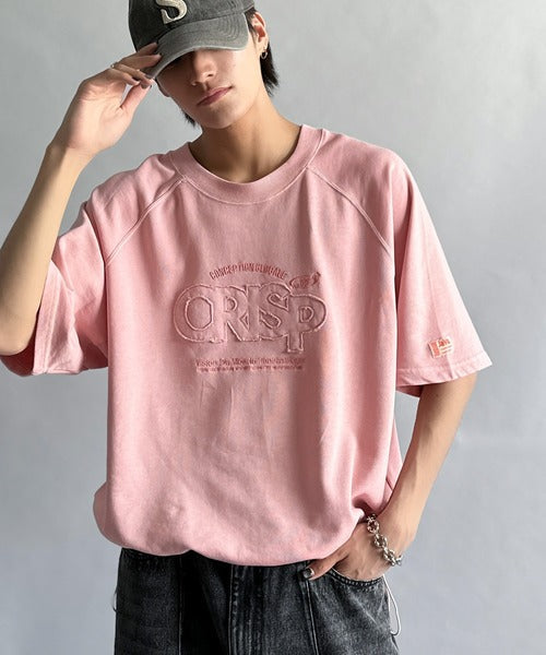 《JaVaジャバコラボ》裾はドロストでお好みのシルエットに。ヴィンテージライクな半袖ロゴスウェット jv1029126