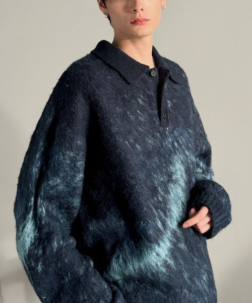 【Classical Origin】「まるで毛布。」モヘアライクシャギー素材ニットポロシャツ／Mohair-Like Shaggy Knit Polo Shirt co0780004