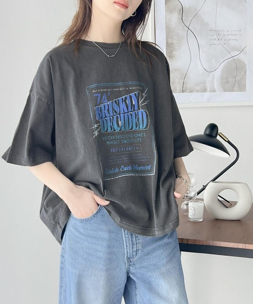 《Javaジャバコラボ》ゆるっとカジュアルに着こなす。綿100%ピグメント加工グラフィックプリントTシャツ＆ロンT(半袖)(長袖) jv1050148